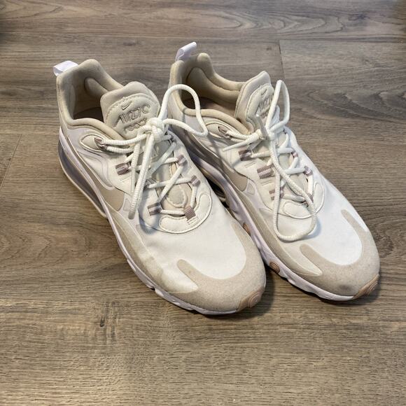 Nike Women's Air Max 270 React Summit White Orewood Brown White Size 6.5 - Picture 1 of 6